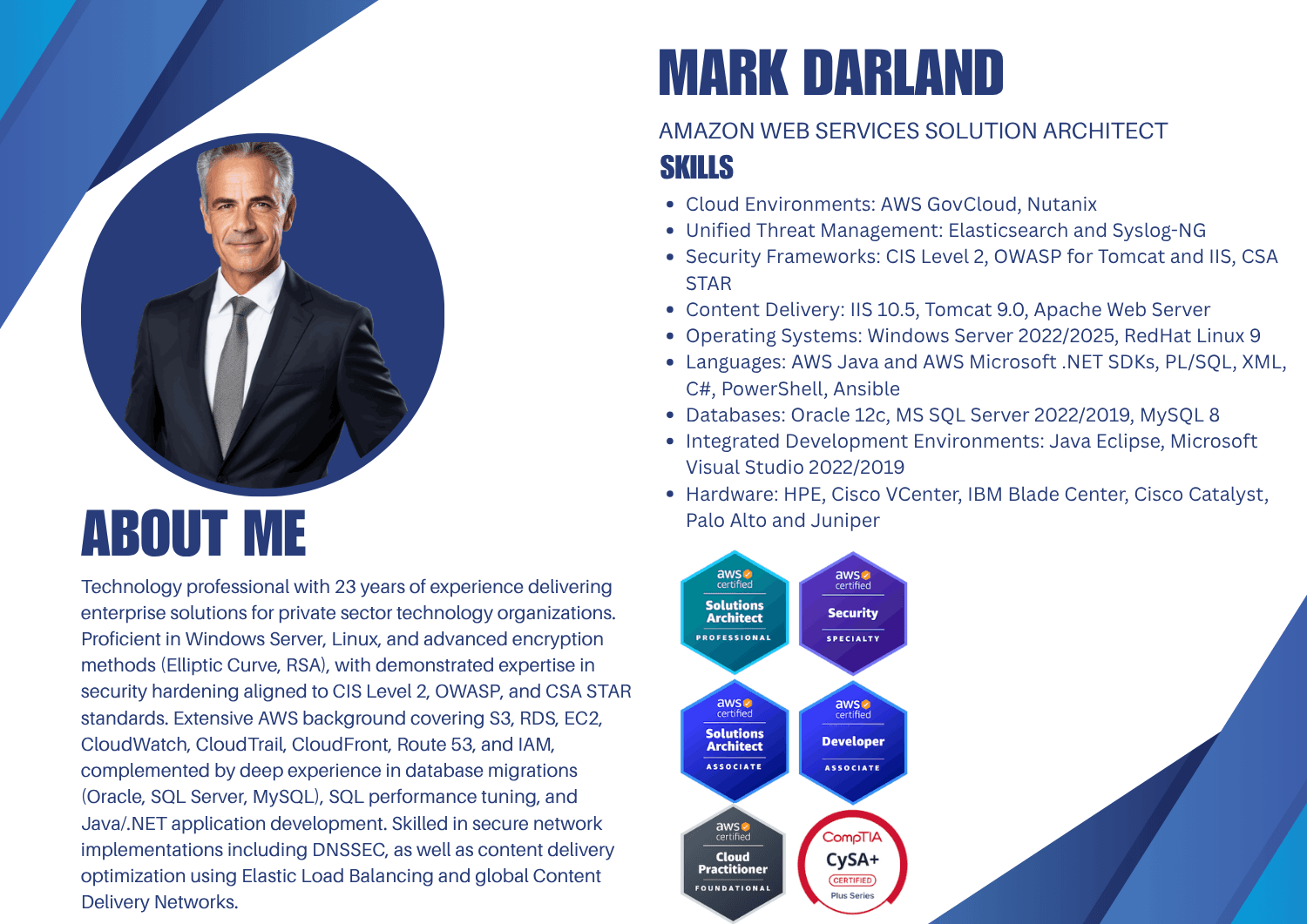 Mark Darland - AWS Solutions Architect Resume