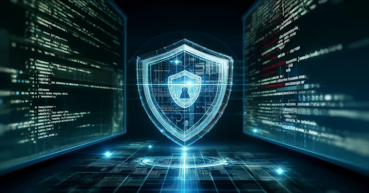 Virtual Trusted Platform Module secured by a digital shield, representing Mark Darland's hardware-based encryption and security expertise